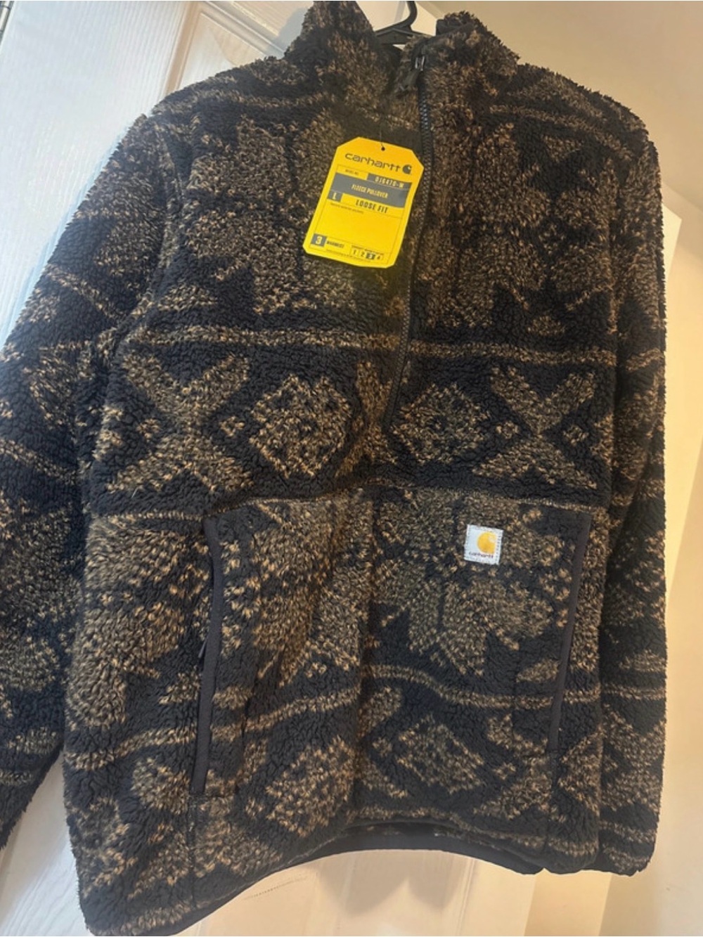 Carhartt Women’s Brown Patterned Sherpa Half-Zip Sweater
